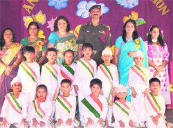 Students of Ordnance Army Pre-primary School, Suranussi, during the annual day function in Jalandhar. 