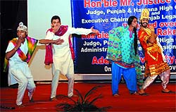 Students of Government Rajindra College, Bathinda, presenting the skit that won them the first prize during the festival