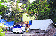 Tents pitched by the security staff just opposite the residence of Punjab IGP BK Garg in Sector 7, Panchkula.