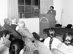 Chief Judicial Magistrate Jaibir Singh addresses during an awareness camp in Panchkula on Saturday.