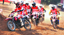Bikers participate in MRF National Super Cross Championship.