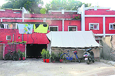 A tent pitched on a portion of the road outside the house of Punjab IAS officer Sumer Singh Gurjar in Sector 7, Chandigarh.