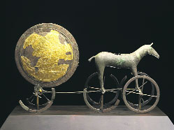 The Chariot of the Sun, Trundholm, Zealand, Early Bronze Age, 14th century BCE. Bronze and gold.
