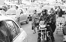 A view of a traffic jam due to encroachments in Palampur
