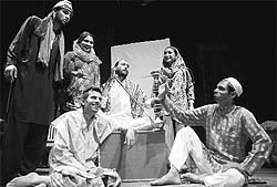 Artistes in a play Manto Adalat ke Katghare Mein at the Gaiety Theatre in Shimla on Saturday