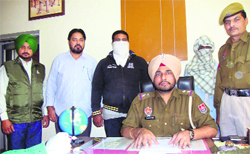The accused in the police custody at Dehlon on Saturday. A tribune photograph