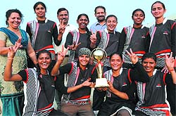 The Jalandhar team after winning the kabaddi title in the U-19 category for girls