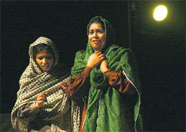 Artistes stage the play, "Karmawali", at Tagore Theatre in Sector 18, Chandigarh, on Sunday. 