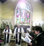 Christmas prayers under way at Christ Church, Library Bazaar, in Mussoorie on Sunday.