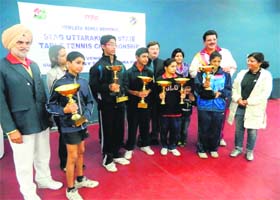 Winners of the Hemlata Kohli Memorial Uttarakhand State Table Tennis Championship in Dehradun on Sunday