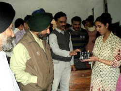 A student exhibits her product before the PTUGZS teachers.