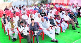 Functionaries at a convention to commemorate the golden jubilee of the Rezang La War in Rewari.