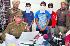 The accused in police custody in Jalandhar on Monday. 