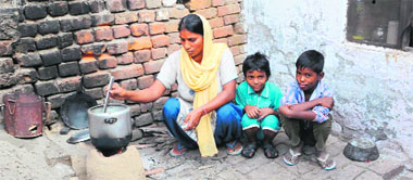 Seeta, who lost her husband to drug addiction, at her house in Maqboolpura locality in Amritsar.