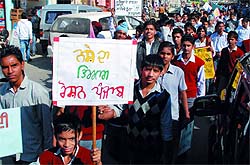 Students of Des Raj School taking out an anti-drug rally in Bathinda on Tuesday