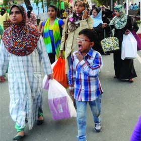 Despite the ban, polythene bags are being used at Pragati Maidan in New Delhi on Tuesday