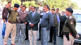 Commissioner, Garhwal, Kunal Sharma, along with other officials, inspects Darshan Lala Chowk in Dehradun on Tuesday.