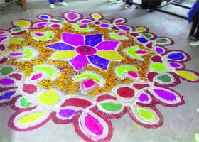 Rangoli made by students of Dhauladhar Convent School, Bhawarna