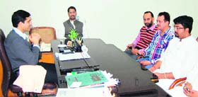 Punjab Industry Minister Anil Joshi and BJP councillors hold a meeting with Deputy Commissioner Rajat Aggarwal over matters of the Amritsar Games Association on Wednesday