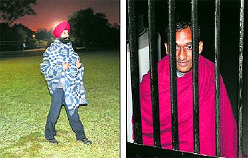 Security guards on duty at a football and a hockey stadium in Chandigarh