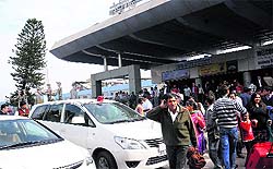A VIP vehicle parked in the no-vehicle zone to pick up a top official at the Chandigarh railway station on Wednesday