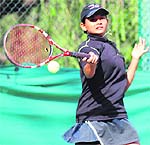 A player in action during the CLTA-AITA Chandigarh Open Men's and Women's Tournament in Chandigarh on Wednesday