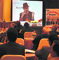 HUDA Administrator Praveen Kumar addresses a workshop in Gurgaon on Wednesday. 