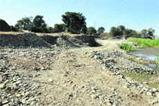 Illegal mining in progress at Chaki khad in Jasur near Dharamsala. 