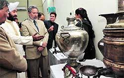 Minister for Higher Education and Employment Abdul Gani Malik during the inauguration of cultural heritage exhibition in Jammu on Wednesday