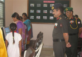 Major-General NC Badhani during his visit to the computer centre at Asafwala War Memorial.