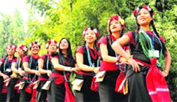 Participants from Arunachal Pradesh during a practice session at the Leisure Valley in Chandigarh on Thursday. Tribune Photo: Pradeep Tewari