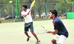 Players in action during the Panjab University Inter-College Table Tennis Championship for Men at PU Gymnasium Hall in Chandigarh on Thursday. tribune photo: pradeep tewari