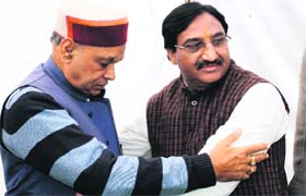 Himachal Pradesh Chief Minister Prem Kumar Dhumal with Nishank