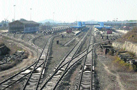 A network of newly laid railway tracks in Katra