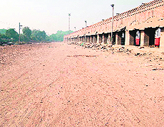 The rail cargo facility in Amritsar wears a deserted look. 
