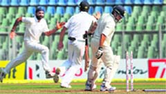 Sachin Tendulkar after being dismissed for the 24th time in his 192-Test career by a left-arm spinner, this time by Monty Panesar, on Friday.  PTI