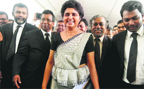 Sri Lanka's chief justice Shirani Bandaranayake (C)  in Colombo. 