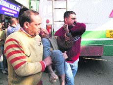 An accident victim being rushed to the Civil Hospital at