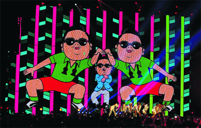 South Korean singer PSY performs during the MTV European Music Awards 2012 at the Festhalle in Frankfurt. PSYs Gangnam Style song has been recognised by the Guinness World Records as the most liked video in YouTube history