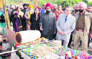 UPSC Chairman Prof Dev Parkash Agrawal and GNDU Vice Chancellor AS Brar visit stalls during an exhibition  organsied as part of 43rd Foundation Day celebrations of the Guru Nanak Dev University in Amritsar. 