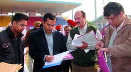 DC Kamal Kishore Yadav reviews the arrangements for the inaugural ceremony of the World Cup Kabaddi to be held at the multi-purpose Sports Stadium, in Bathinda on Sunday.