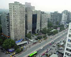 High-rise buildings at Connaught Place.