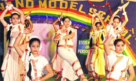 Students of Malavi Devi DAV Public School Nakodar perform a cultural programme during the annual function of the school held on Sunday.