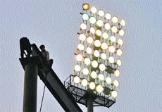 Work under way at the Guru Nanak Dev Stadium in Ludhiana. 