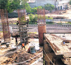 An under construction railway overbridge at Ambala City. 