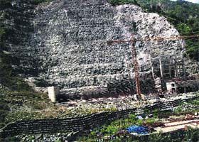 A view of the Parbati-II powerhouse in the Sainj valley