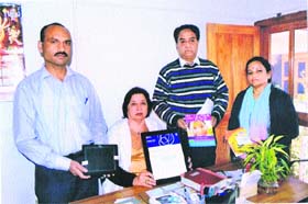 Dr Neena Phawa, vice-chairperson, GAV Public School, Kangra, and Principal Sukhwinder Singh with programme coordinators Jagdeep Sharma and Suman Awasthi in Kangra on Monday