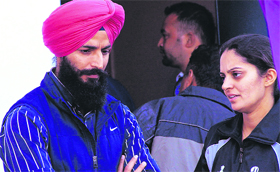 Olympian Punjab Police shooter Avneet Kaur Sidhu along with her husband
