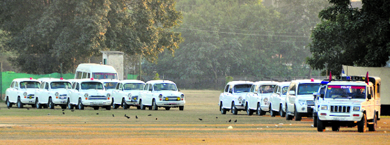 Officials hold a security drill ahead of President Pranab Mukherjees visit to PAU, on Monday.
