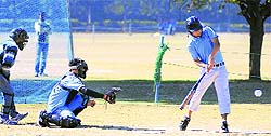 Players in action during a softball match between the PU Campus and the DAV College at Panjab University in Chandigarh on Tuesday.